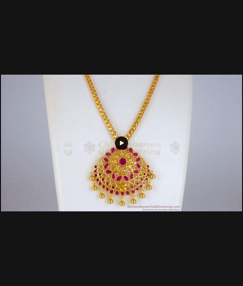 Thick Chain Ruby Stone Big Dollar Gold Design Party Wear BGDR760 Thick Chain Ruby Stone Big Dollar Gold Design Party Wear BGDR760