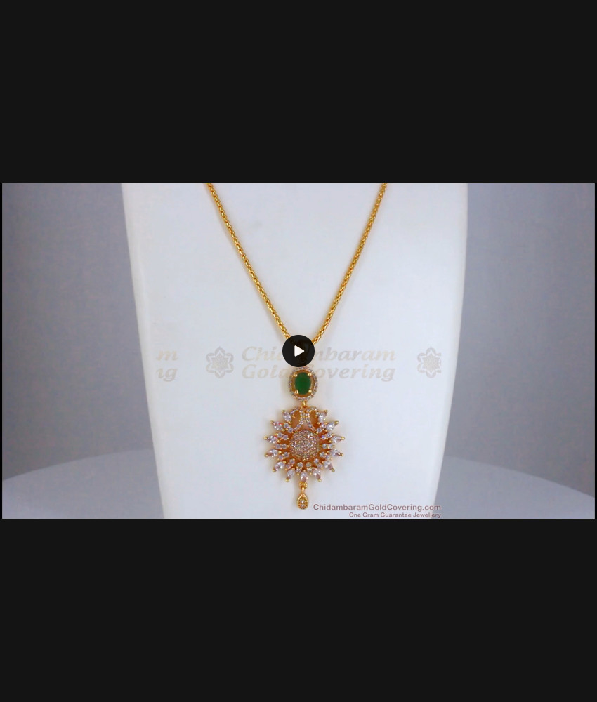Sparkling Semi Precious Multi Stone Dollar Gold Chain BGDR804