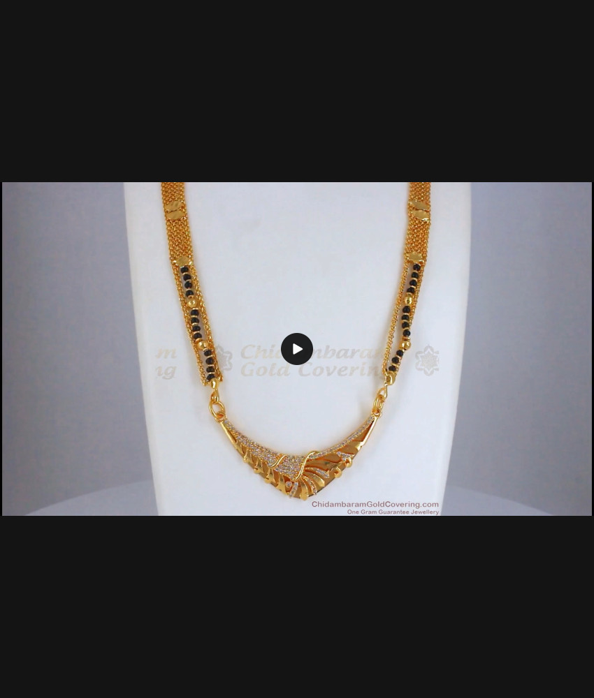 Traditional Black Beaded Mangalsutra White Stone Dollar BGDR805 Traditional Black Beaded Mangalsutra White Stone Dollar BGDR805