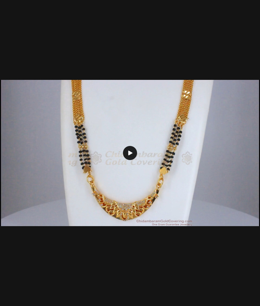 One Gram Gold Triple Layer Mangalsutra Diamond Stone Dollar BGDR806 One Gram Gold Triple Layer Mangalsutra Diamond Stone Dollar BGDR806