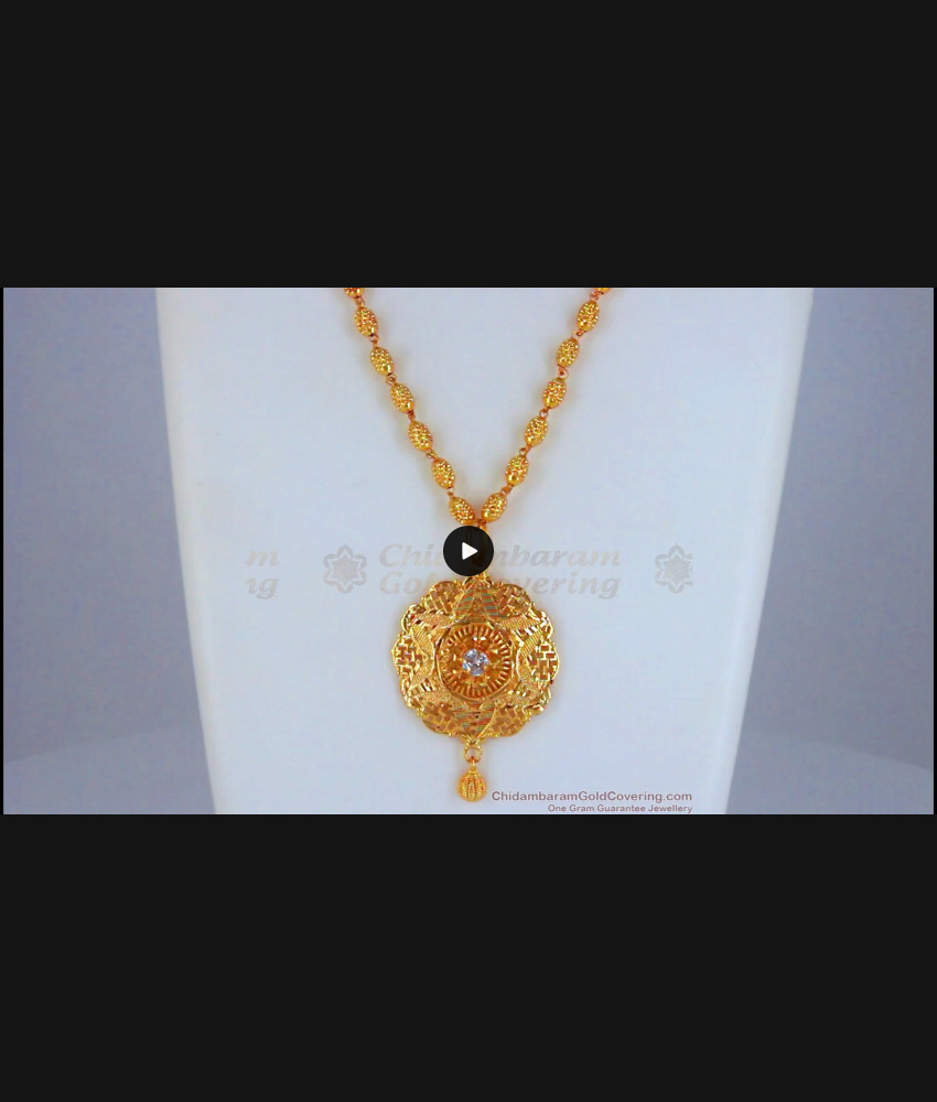 Stylish One Gram Gold Dollar Chain White Stone Jewelry for Women BGDR851