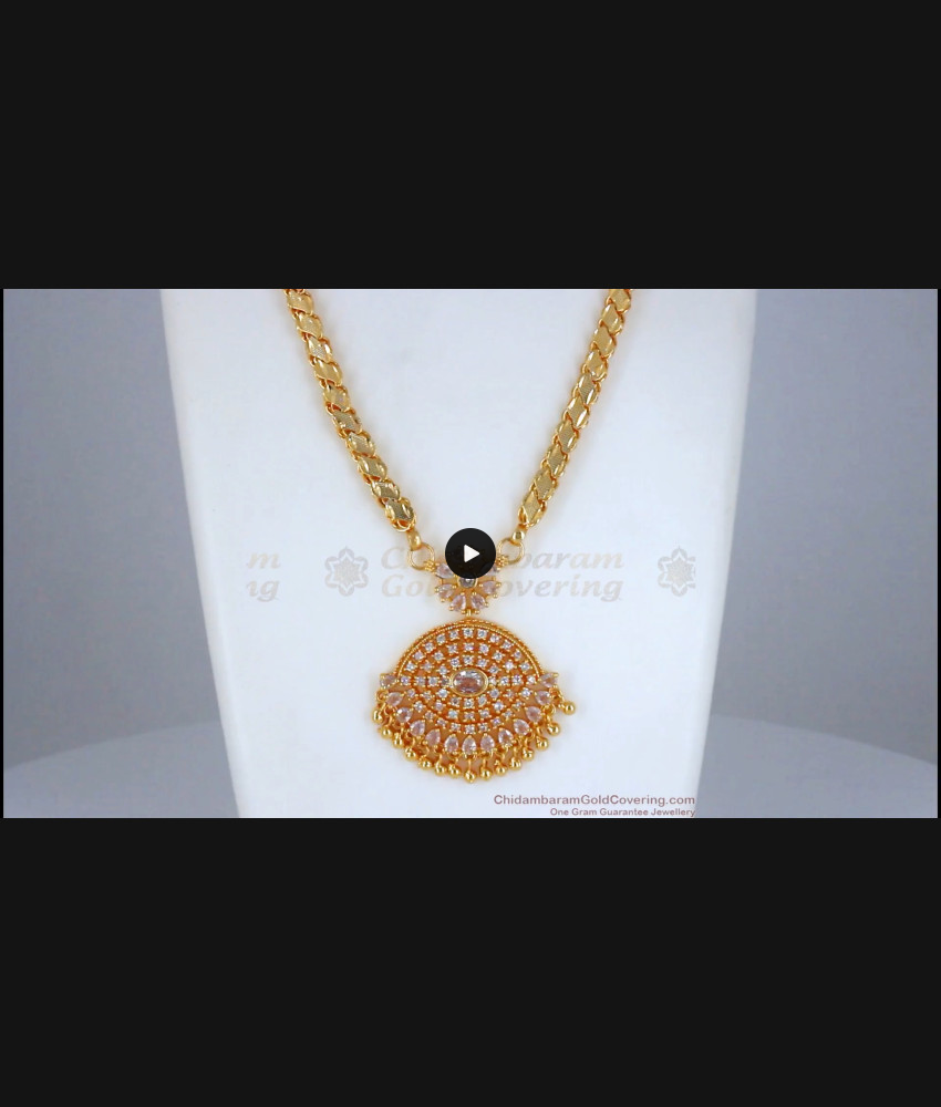 30 Inches Long Full White Stone Gold Dollar Chain With Hanging Beads BGDR921 30 Inches Long Full White Stone Gold Dollar Chain With Hanging Beads BGDR921