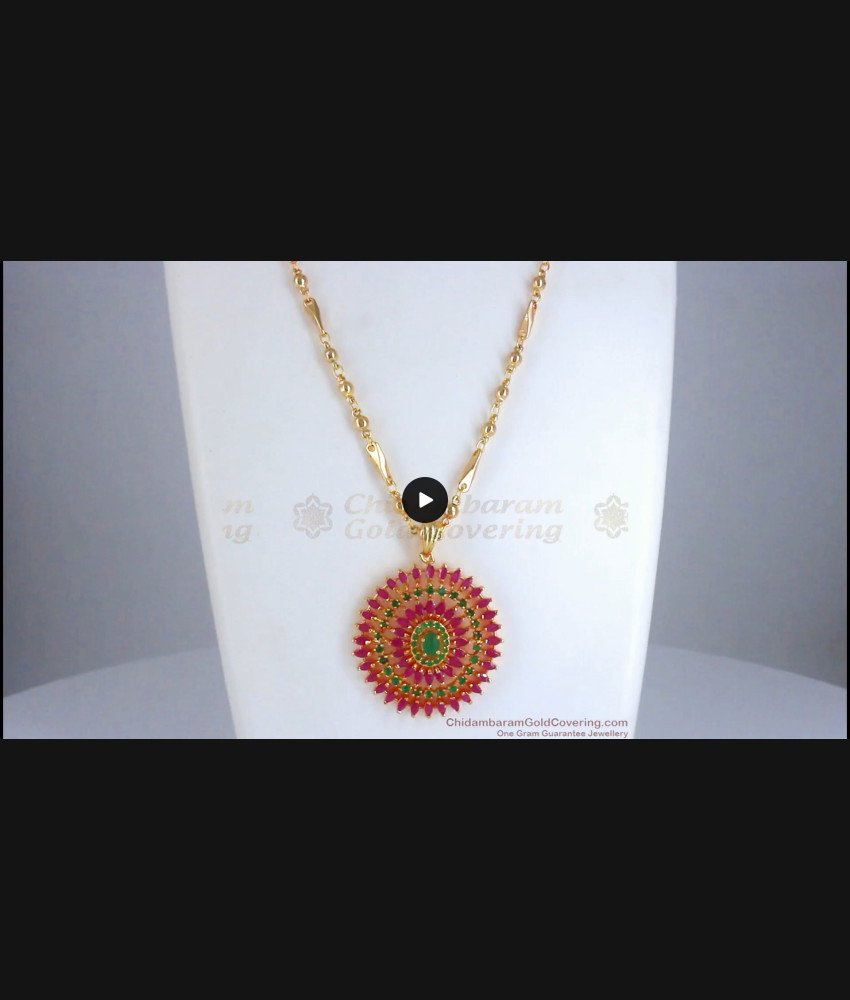 Ravishing Ad Stone Pendant Gold Chain Shop Online BGDR941