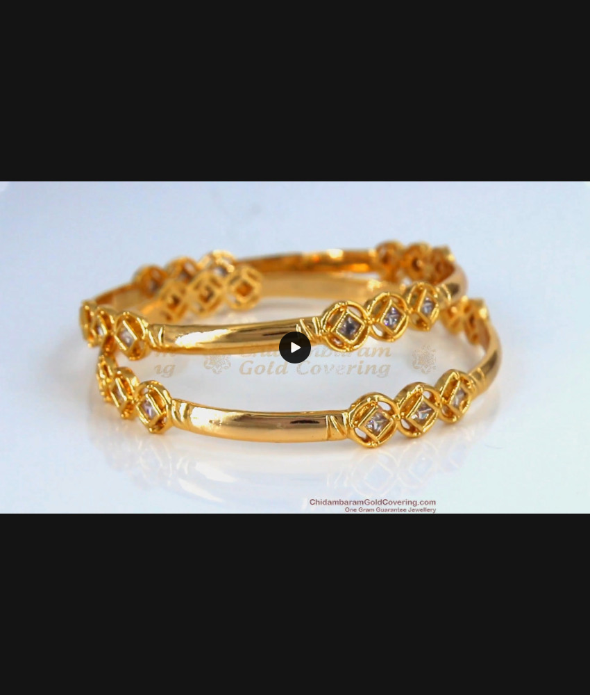 BR1503-2.4 Original Impon White Stone Design Gold Bangle Collection First Quality BR1503-2.4 Original Impon White Stone Design Gold Bangle Collection First Quality