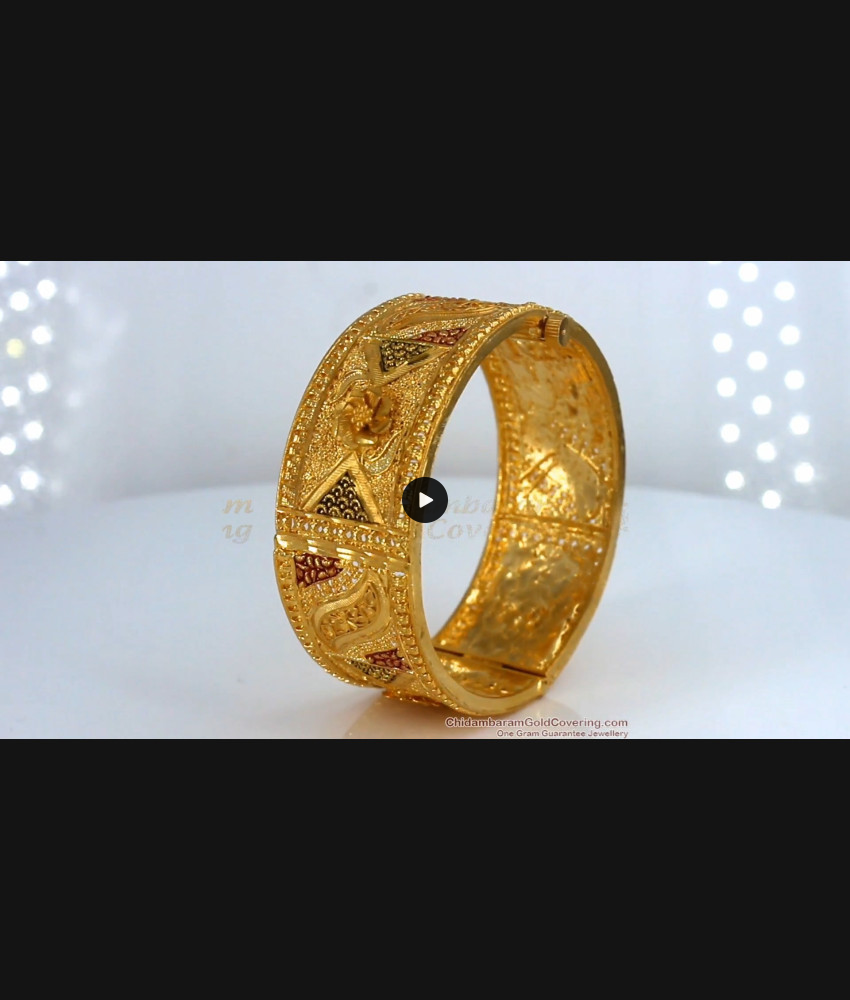 BR1529-2.6 Enamel Forming Gold Kada Bangles Flower Designs BR1529-2.6 Enamel Forming Gold Kada Bangles Flower Designs