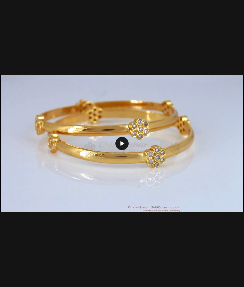 BR1566-2.10 Original Impon Bangles Fancy Flower Design With White Stone Jewelry BR1566-2.10 Original Impon Bangles Fancy Flower Design With White Stone Jewelry