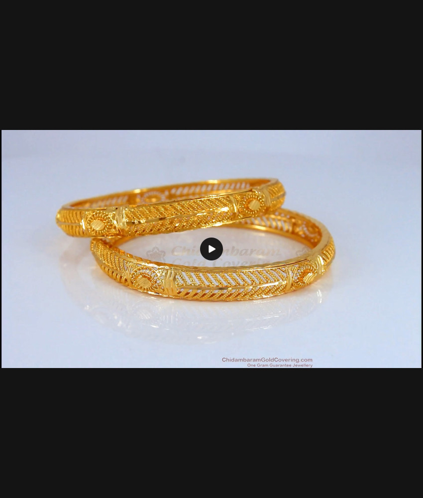 BR1568-2.8 Traditional One Gram Gold Bangles For Daily Wear