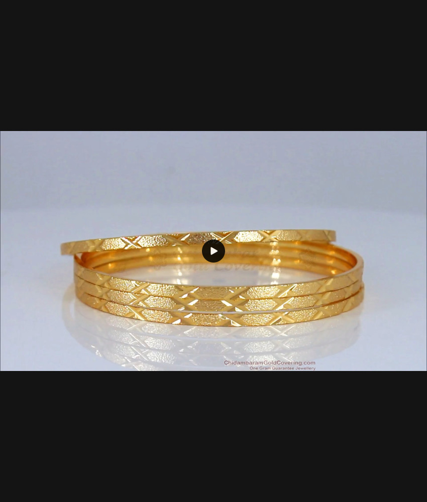 BR1593-2.4 Trendy Star Pattern Gold Plated Bangles For Party Wear