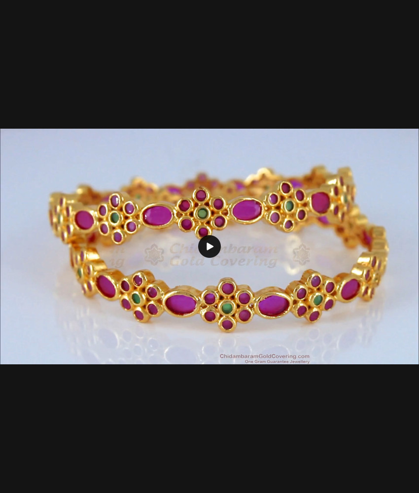BR1603-2.4 Premium Ruby Emerald Gold Bangles Collections Bridal Jewelry BR1603-2.4 Premium Ruby Emerald Gold Bangles Collections Bridal Jewelry
