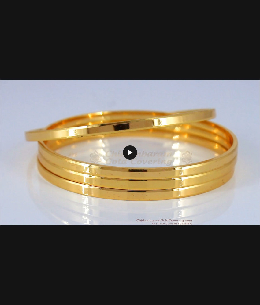 BR1609-2.4 Simple Plain Gold Plated Set Of Four Bangles For Daily Wear BR1609-2.4 Simple Plain Gold Plated Set Of Four Bangles For Daily Wear