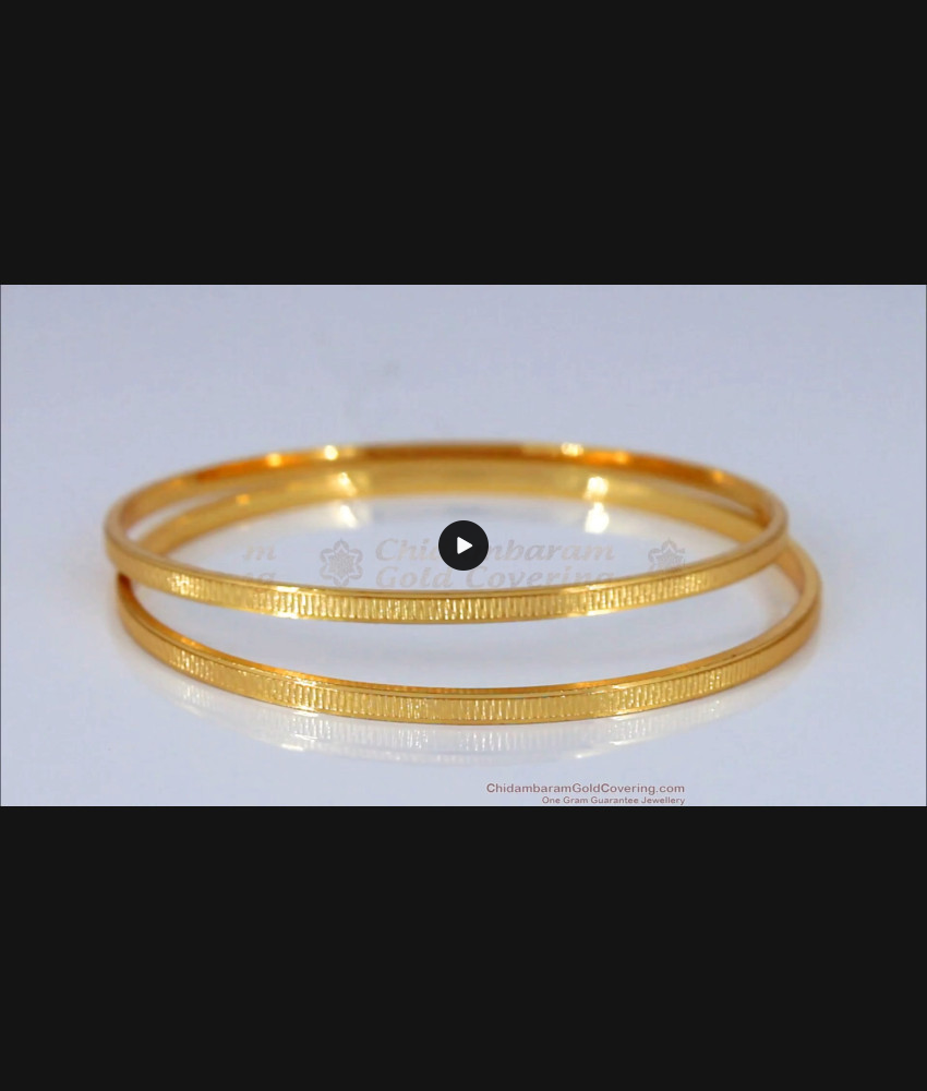 BR1614-2.10 Thin Gold Plated Plain Bangles For Daily Wear