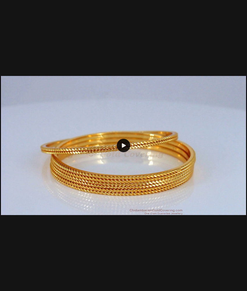 BR1640-2.4 Double Line Pattern Gold Bangles Set Of Four Daily Wear Collection BR1640-2.4 Double Line Pattern Gold Bangles Set Of Four Daily Wear Collection