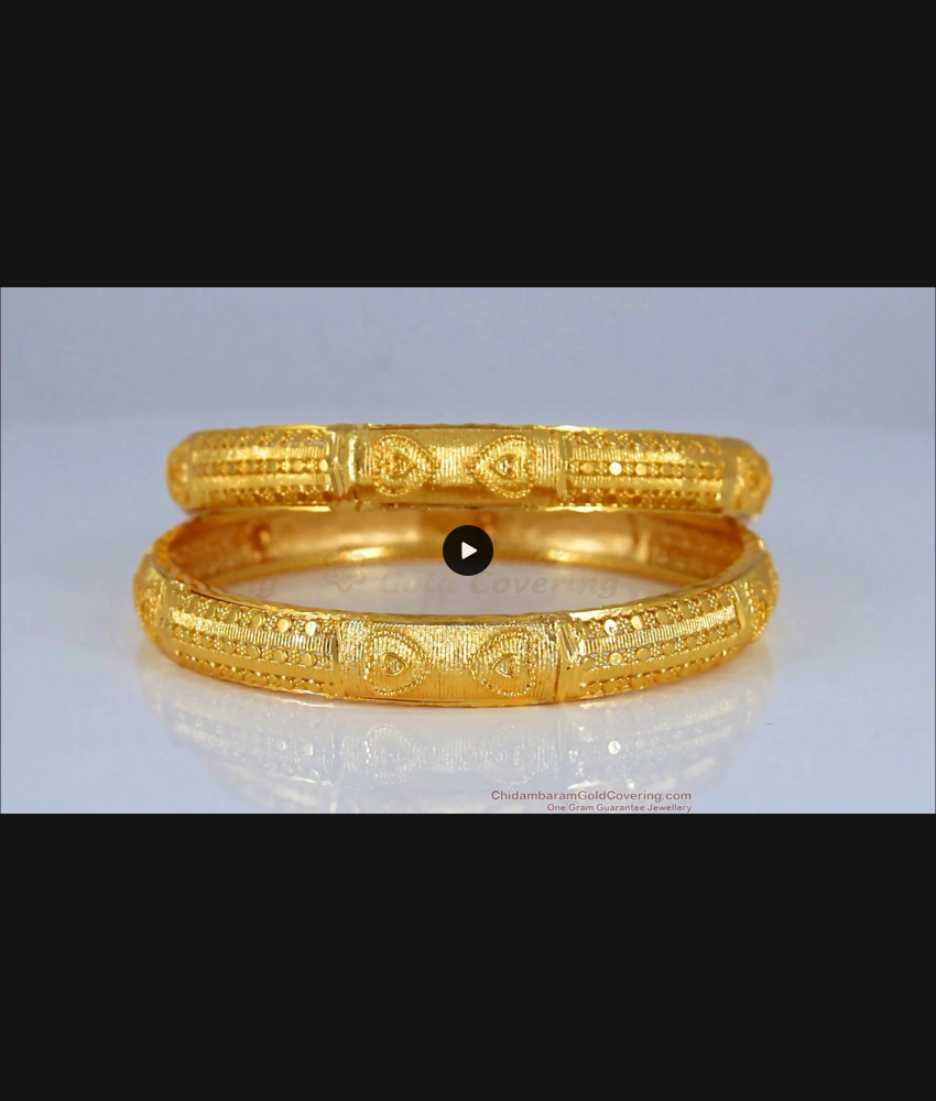 BR1775-2.10 Heart Designer Gold Bangle Collections Kerala Pattern