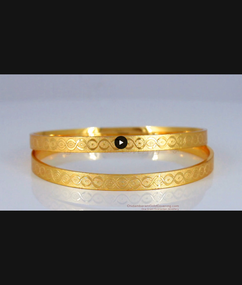 BR1781-2.10 Self Design One Gram Gold Plated Plain Bangle Shop Online 