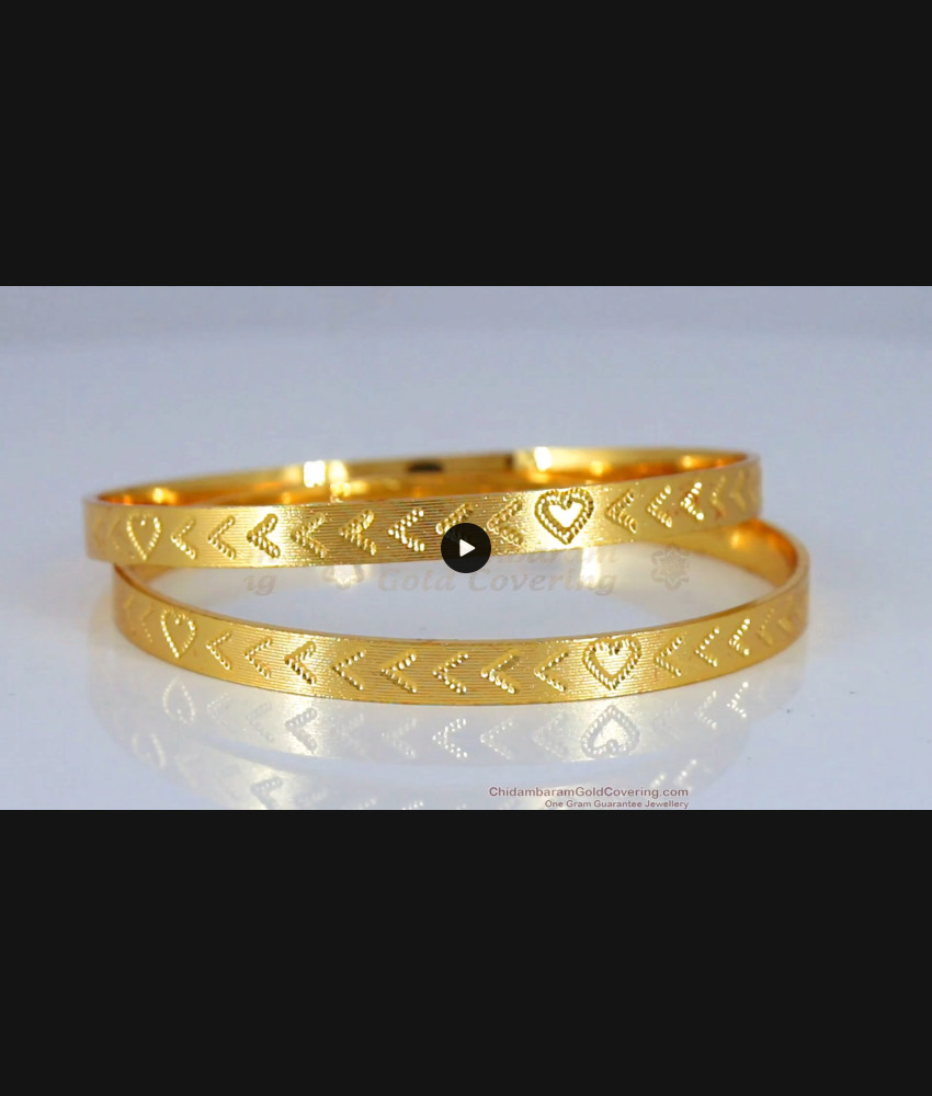 BR1785-2.10 Simple Heart Plain Design Gold Bangle Daily Wear BR1785-2.10 Simple Heart Plain Design Gold Bangle Daily Wear