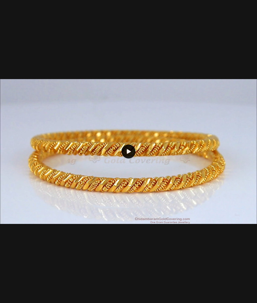 BR1813-2.4 Trendy Gold Murukku Design Bangles Daily Wear