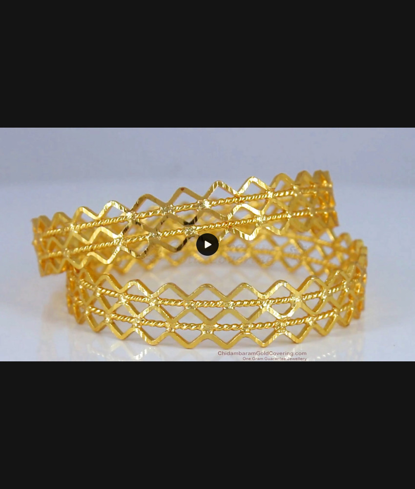 BR1824-2.10 Broad Zig Zag Gold Neli Bangles South Indian Jewelry BR1824-2.10 Broad Zig Zag Gold Neli Bangles South Indian Jewelry