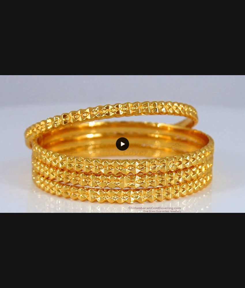 BR1828-2.4 South Indian One Gram Gold Bangles Set Of Four Designs