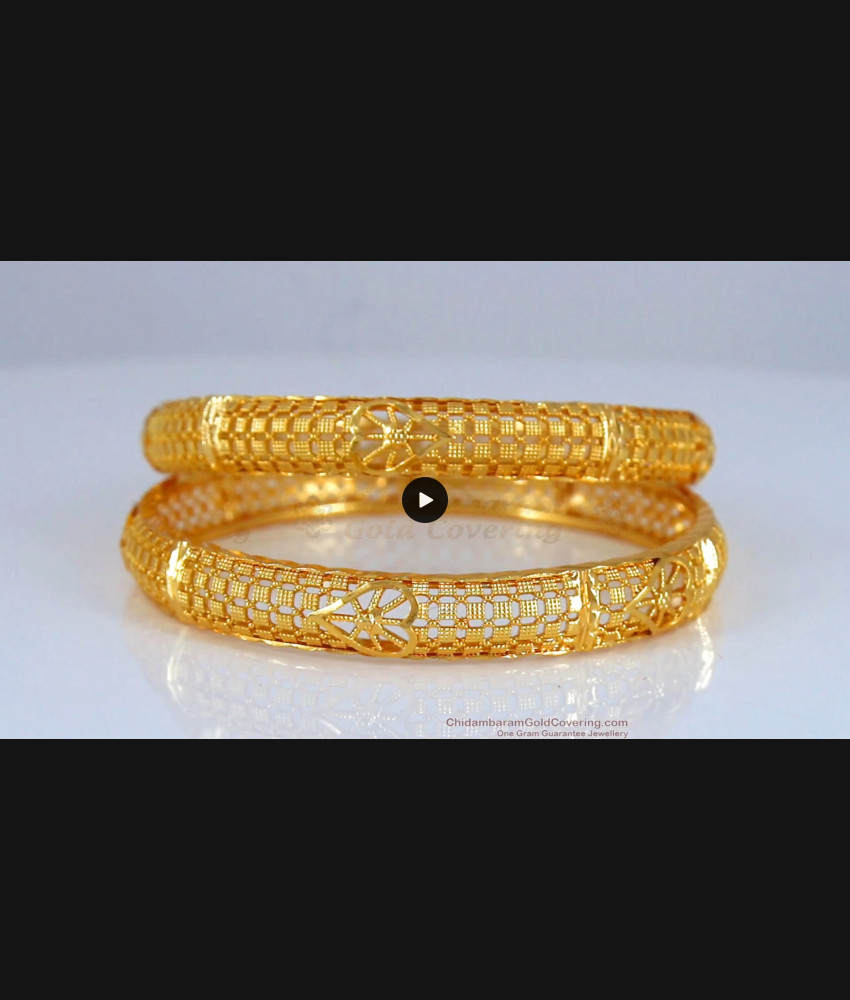BR1831-2.6 One Gram Gold Heart Design Bangle Collections Daily Use