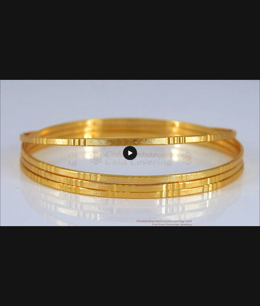 BR1847-2.6 Size Set Of Four One Gram Gold Daily Use Plain Bangles BR1847-2.6 Size Set Of Four One Gram Gold Daily Use Plain Bangles