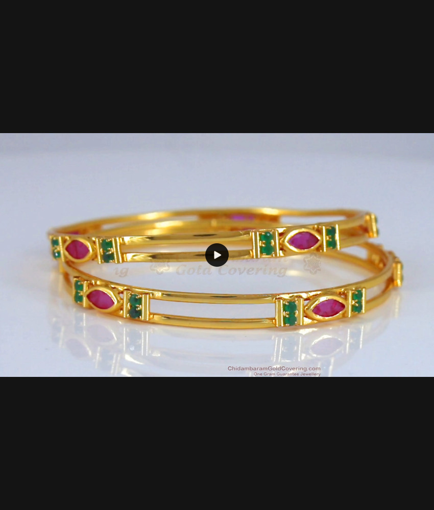 BR1863-2.10 Size Trendy Ruby Emerald Stone Real Gold Tone Bangles Buy Online BR1863-2.10 Size Trendy Ruby Emerald Stone Real Gold Tone Bangles Buy Online