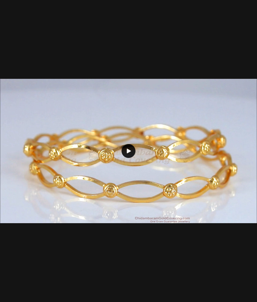 BR1867-2.10 Size One Gram Gold Plated Oval Shaped Bangles Womens Fashion