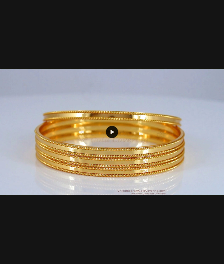 BR1870-2.10 Size Traditional Set Of Four Plain Gold Bangles Shop Online