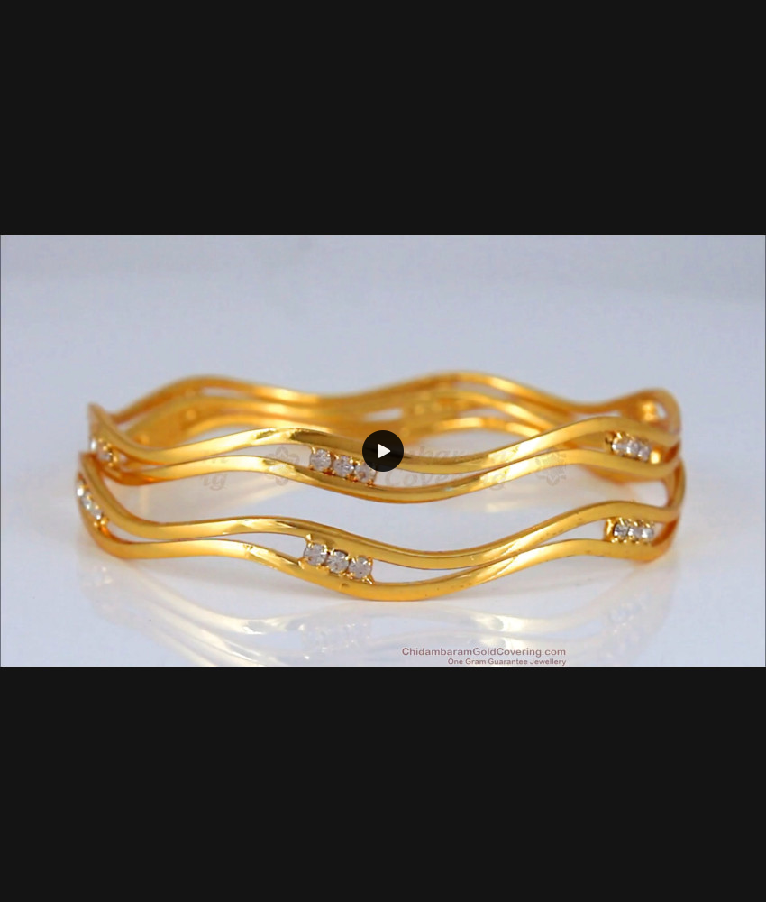 BR1887-2.10 Size White Stone Gold Plated Neli Bangle Shop Online
