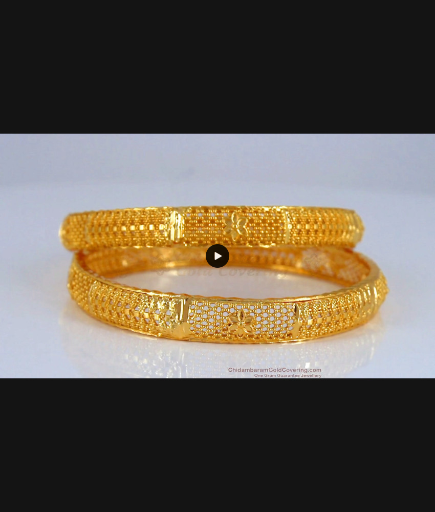BR1897-2.8 Size Net Pattern South Indian Gold Bangles Flower Design Online Jewelry BR1897-2.8 Size Net Pattern South Indian Gold Bangles Flower Design Online Jewelry