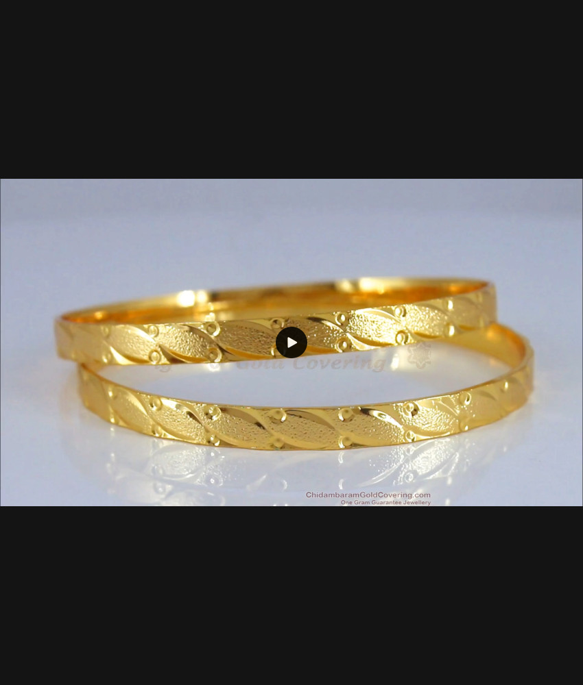 BR1915-2.10 Size One Gram Gold Plated Bangles Matt Finish Traditional  Design