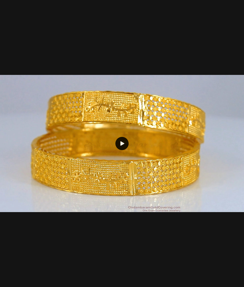 BR1928-2.8 Size Broad One Gram Gold Bangles Designer Collections