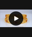 BR1956-2.4 Size Handcrafted Gold Bangles Floral Design Ruby Stone Jewelry