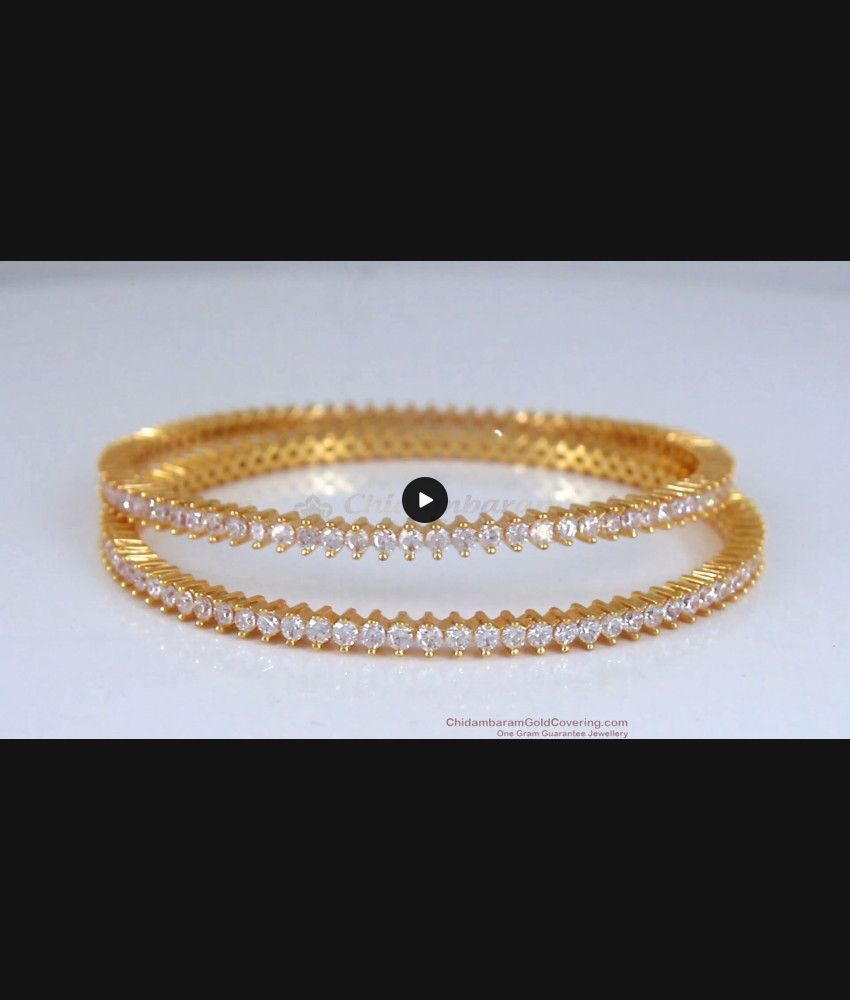 BR1968-2.4 Full White Stone Bridal Gold Bangle One Gram Gold Jewelry Collections BR1968-2.4 Full White Stone Bridal Gold Bangle One Gram Gold Jewelry Collections