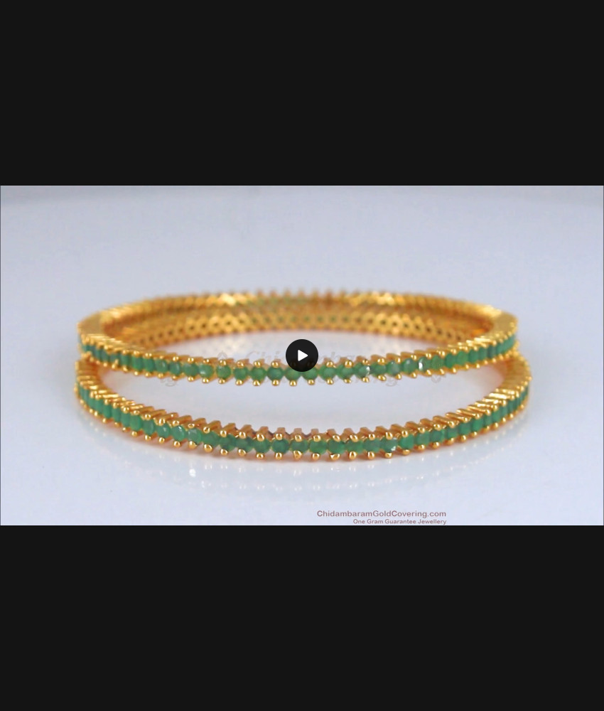 BR1969-2.6 Emerald Stone Gold Plated Bangle Collections For Function BR1969-2.6 Emerald Stone Gold Plated Bangle Collections For Function