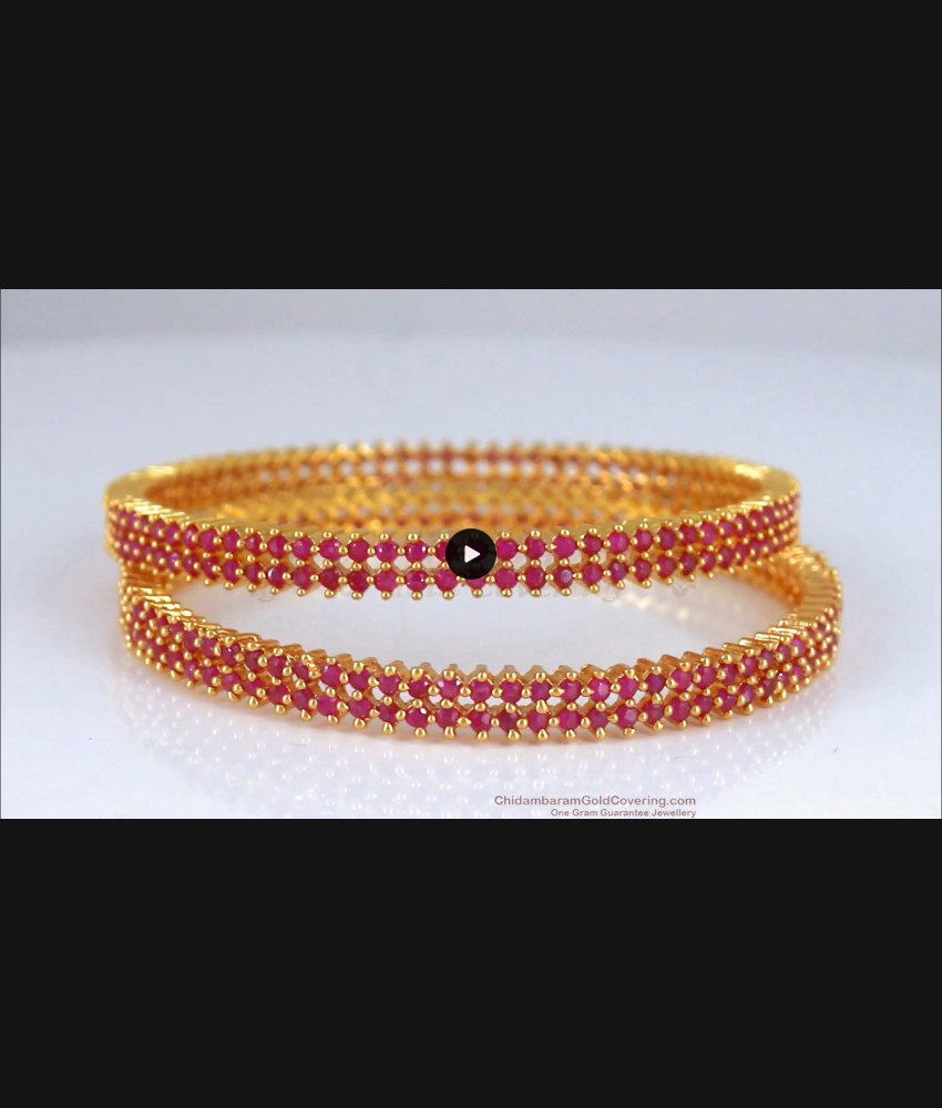 BR1971-2.6 Double Line Full Ruby Bangles Set Party Wear Shop Online