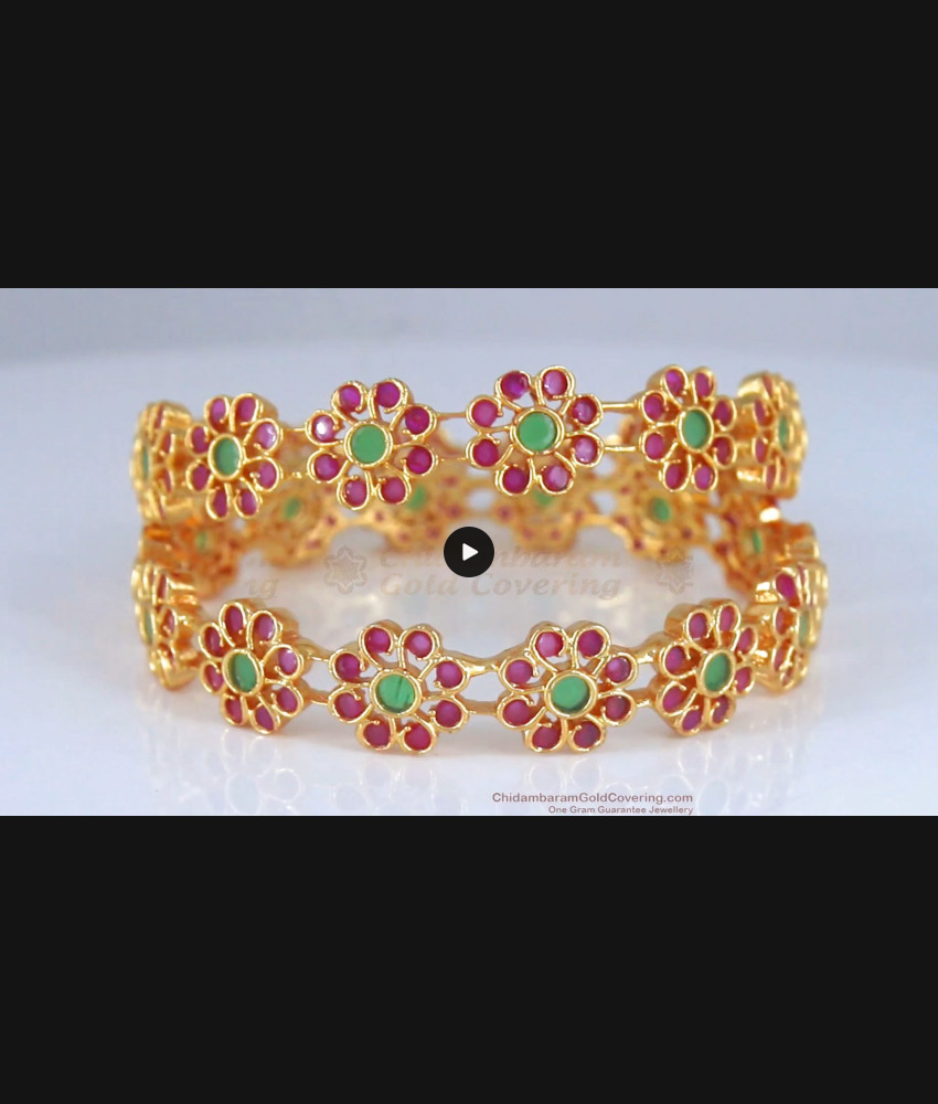 BR1980-2.4 Premium Ruby Emerald Gold Bangles Collections Bridal Jewelry BR1980-2.4 Premium Ruby Emerald Gold Bangles Collections Bridal Jewelry