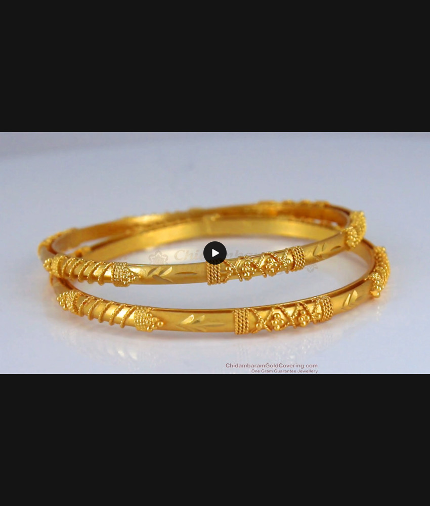 BR1986-2.10 Size Handmade 2 Gram Gold Bangle Bridal Wear For Women BR1986-2.10 Size Handmade 2 Gram Gold Bangle Bridal Wear For Women