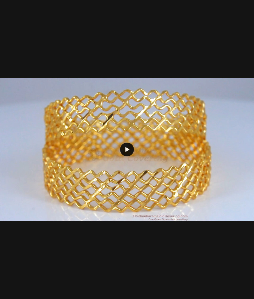 BR1990-2.10 Size Broad Design 1 Gram Gold Plated Neli Bangle Bridal Wear BR1990-2.10 Size Broad Design 1 Gram Gold Plated Neli Bangle Bridal Wear
