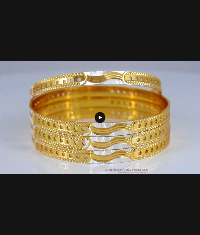 BR1993-2.4 Size One Gram Gold Rhodium Coated Bangles Bridal Collections BR1993-2.4 Size One Gram Gold Rhodium Coated Bangles Bridal Collections