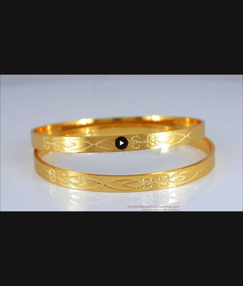 BR2000-2.10 Size One Gram Gold Bangles Daily Use Laser Etched Self Design BR2000-2.10 Size One Gram Gold Bangles Daily Use Laser Etched Self Design