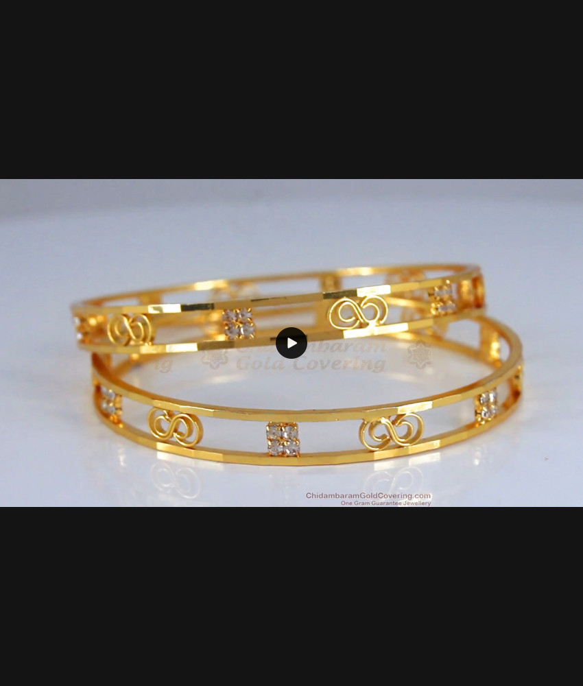 BR2002-2.4 Size 1 Gram Gold Bangle White Stone Designer Collection BR2002-2.4 Size 1 Gram Gold Bangle White Stone Designer Collection