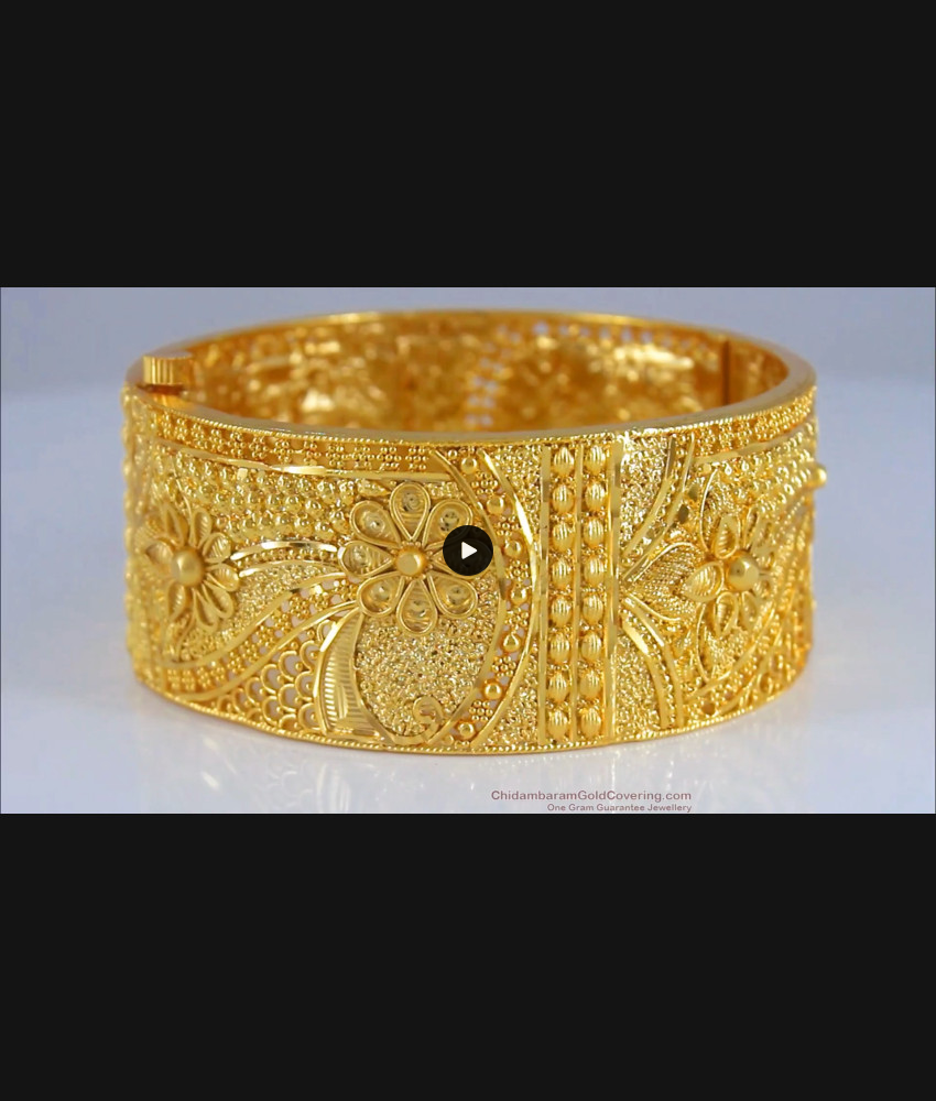 BR2008-2.6 Size 2 Gram Gold Broad Kada Bangle Screw Type Bridal Jewelry BR2008-2.6 Size 2 Gram Gold Broad Kada Bangle Screw Type Bridal Jewelry
