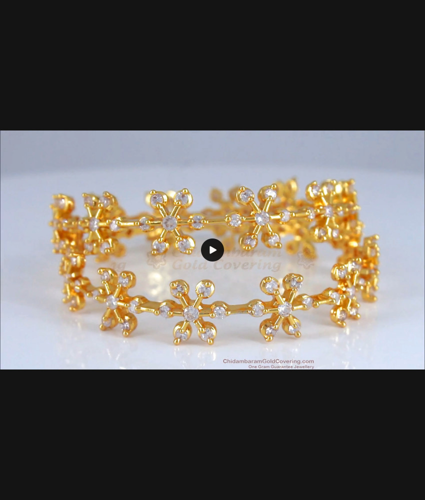 BR2009-2.8 Size Stunning One Gram Gold Bangles Semi Precious White Stones BR2009-2.8 Size Stunning One Gram Gold Bangles Semi Precious White Stones