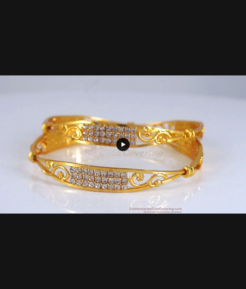 BR2016-2.8 Size Beautiful One Gram Gold Bangles AD White Stone BR2016-2.8 Size Beautiful One Gram Gold Bangles AD White Stone