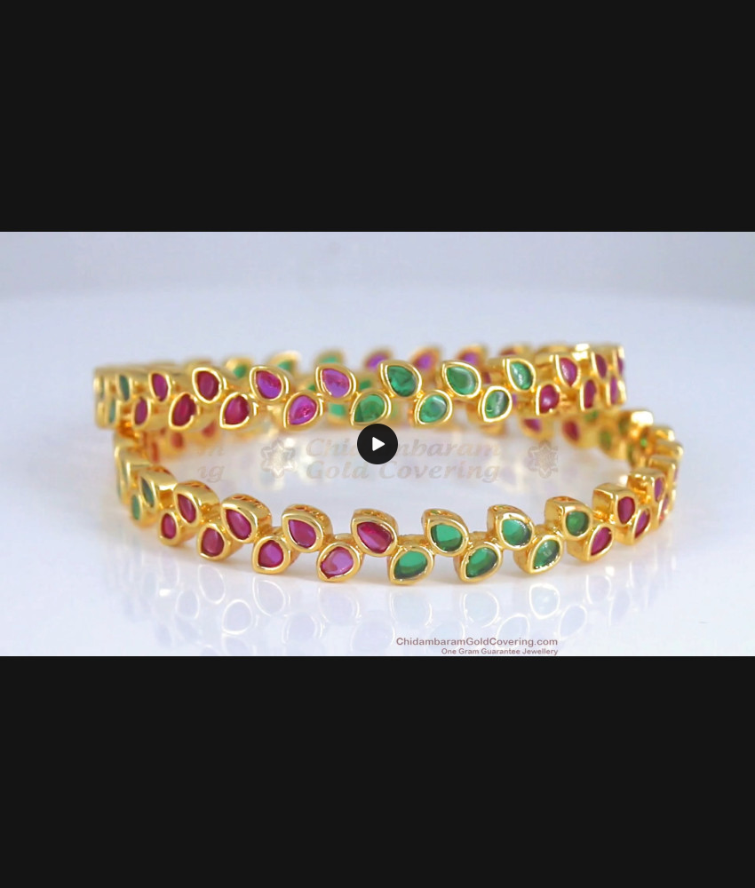 BR2025-2.8 Size Grand Bridal Bangle Collections Real Kemp Stone Gold Jewelry BR2025-2.8 Size Grand Bridal Bangle Collections Real Kemp Stone Gold Jewelry