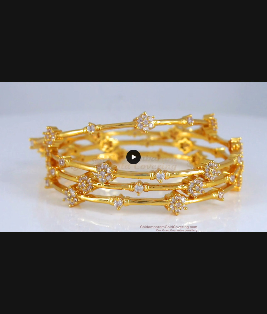 BR2030-2.4 Set of Four Diamond Collections Gold Bangles For Party Wear BR2030-2.4 Set of Four Diamond Collections Gold Bangles For Party Wear