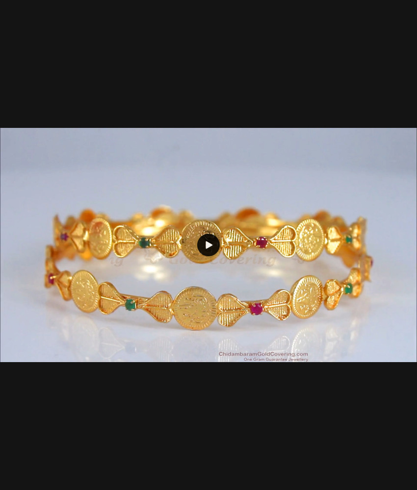 BR2035-2.4 Size One Gram Gold Bangles Lakshmi Kasu Design