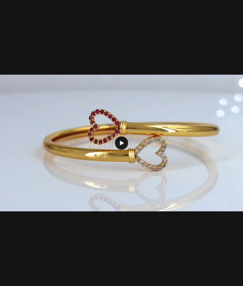 Pretty Heart Design Gold Bracelet With Full Ruby AD White Stone Collection BRAC289 Pretty Heart Design Gold Bracelet With Full Ruby AD White Stone Collection BRAC289