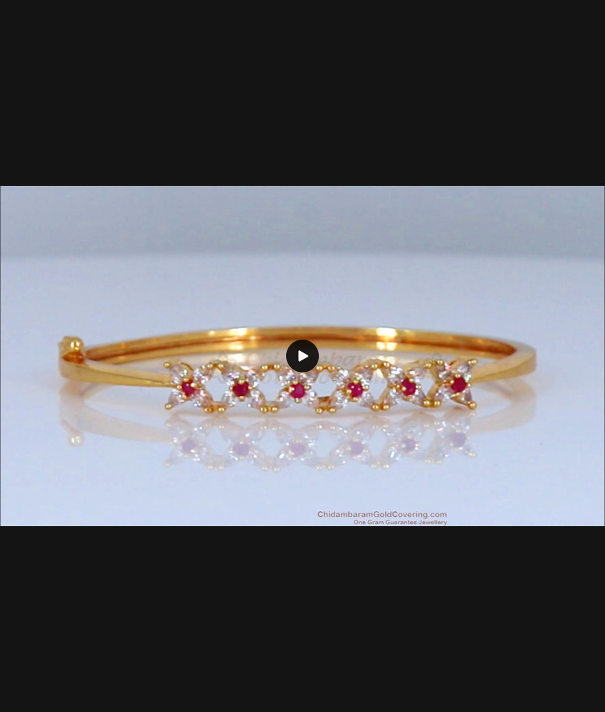 Sparkling Ruby White Stone Gold Open Type Bracelet BRAC304 Sparkling Ruby White Stone Gold Open Type Bracelet BRAC304