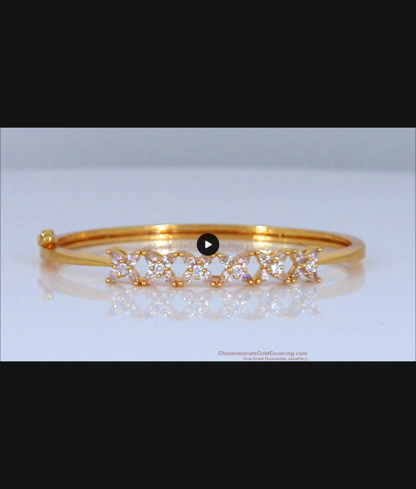 Sparkling Full White Stone Gold Open Type Bracelet BRAC305